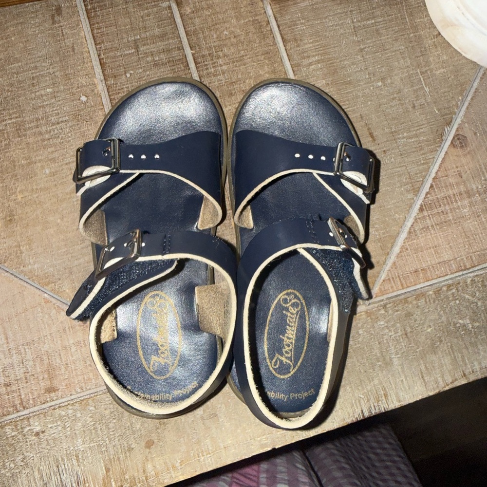 Footmates Navy and Cream Double-Buckle Kids Sandals